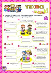 English Worksheet: Back to school  -  Summer Holidays: asking questions (1/2)