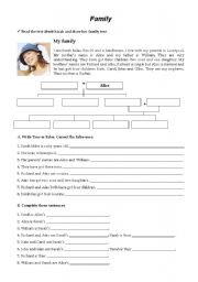 English Worksheet: My family