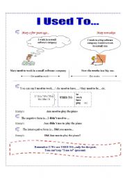 English Worksheet: Used to Part 1 (Explanation)