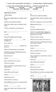 English Worksheet: I dont dance -High School Musical-