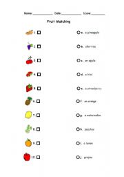 English worksheet: Fruit Matching