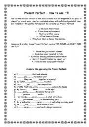 English Worksheet: Present Perfect Explanation 