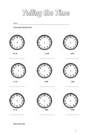 English Worksheet: Telling the Time