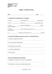 English Worksheet: First Conditional