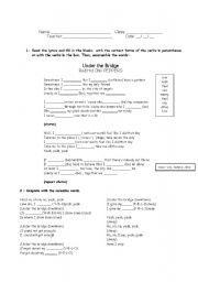 English Worksheet: Under the Bridge - Red Hot Chili Pepers