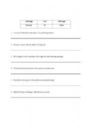English worksheet: conjunctions