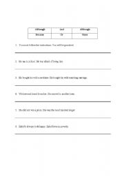 English Worksheet: conjunctions