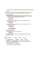 English worksheet: separable and nonseparable phrasal  verbs