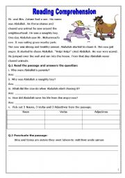 Reading Comprehension - ESL worksheet by asmajabbar