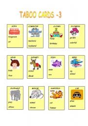 English Worksheet: TABOO CARDS PART-3