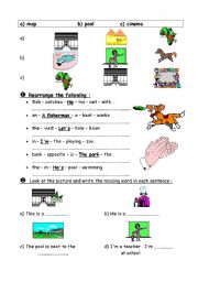 English worksheet: simple exercises 