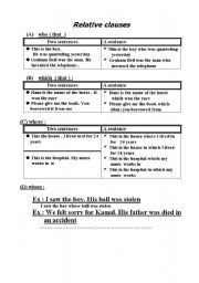 English Worksheet: relative clauses 