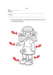 English worksheet: Body parts for kids