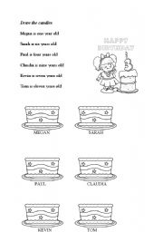English Worksheet: Draw the candles on the birthday cake