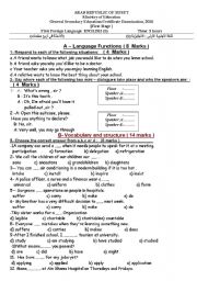 English Worksheet: general secondary certificate  exam