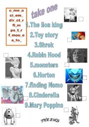 English worksheet: kids movies