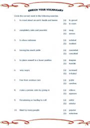 English worksheet: Enrich your Vocabulary