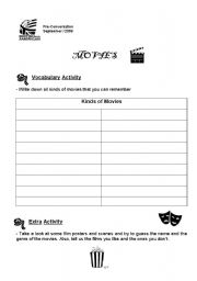 English worksheet: Conversation Class about Movies (Students copy)