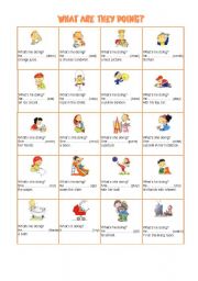 English Worksheet: What are they doing?(Present continuous exercises for beginners)