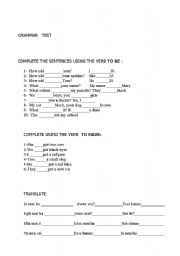 English Worksheet: GRAMMAR TEST