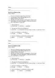 English Worksheet: Dia De Los Muertos Quiz