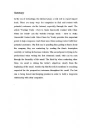 English Worksheet: a summary of how to make successful contac with customers