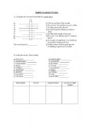 English worksheet: Vocabulary Practice