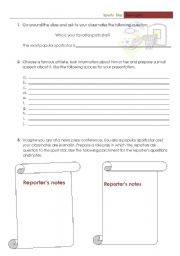 English worksheet: Sports star 