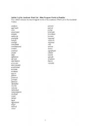 English Worksheet: Essential  Academic Words