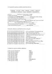 English worksheet: Vocabulary Practice