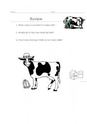 English worksheet: Cows