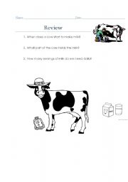 English Worksheet: Cows