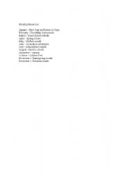 English Worksheet: Monthly Theme Box
