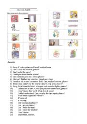 English Worksheet: Classroom English with 21 situations -ANSWERS provided for teachers