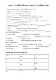 English Worksheet: Mixed Tenses