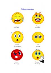 English Worksheet: emotions with the smilies