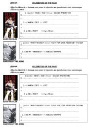 English Worksheet: celebrities of the past