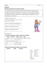 English Worksheet: Diagnostic test  ( 1 ESO )