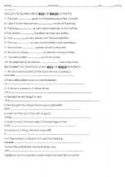 English worksheet: a quiz