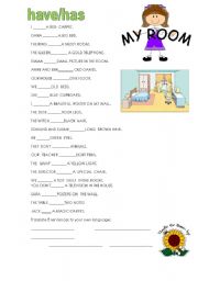 English Worksheet: have/has in my bedroom