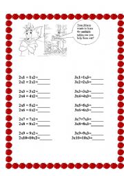 English worksheet: multiple table worksheet 2 to 10