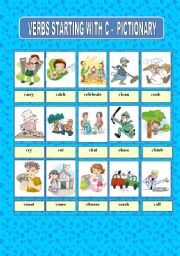 English Worksheet: VERBS STARTING WITH C - PICTIONARY