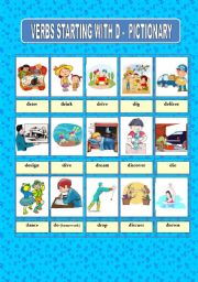 English Worksheet: VERBS STARTING WITH D - PICTIONARY