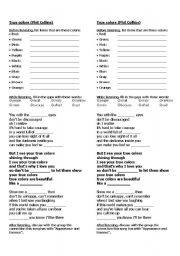 English Worksheet: Song: True Colors (Phil Collins)