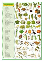 English Worksheet: Vegetables - matching exercise