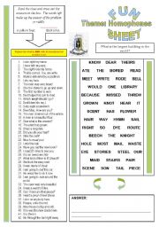 English Worksheet: Fun Sheet Theme: Homophones