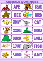 English Worksheet: ANIMALS DOMINOES. PART 2