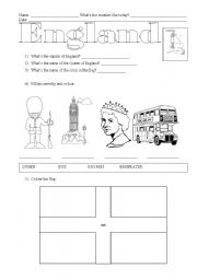 English Worksheet: England worksheet