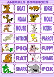 English Worksheet: ANIMALS DOMINOES. PART 2