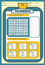 English Worksheet: NUMBERS 